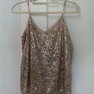 Banana Republic Sequined Rose Gold Cami Tank Top